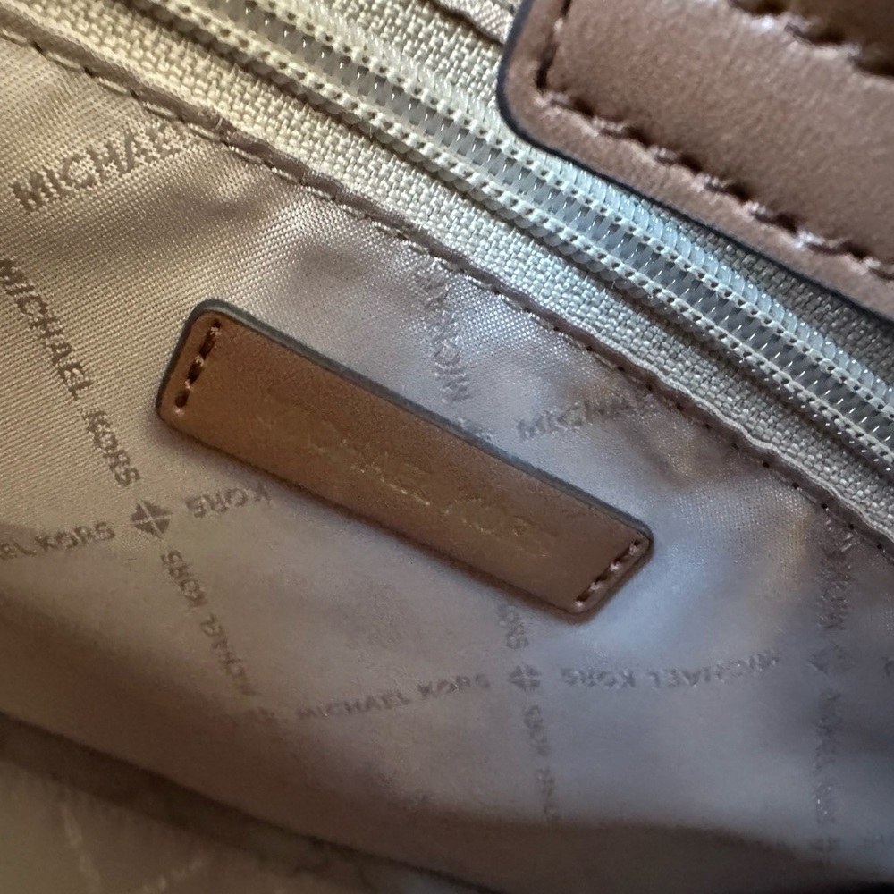 Michael Kors Brown and Tan Diagonal Stripe Leather Satchel - Picture 7 of 16